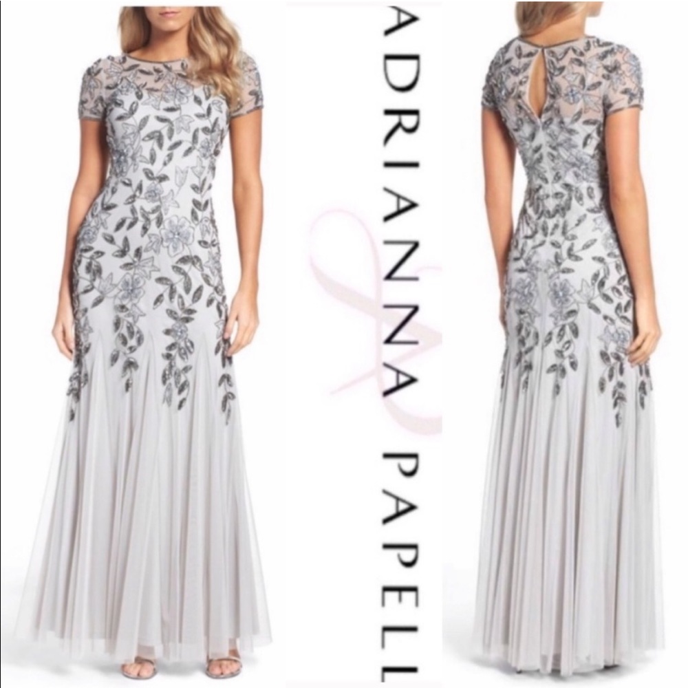 Adrianna Papell Women’s floral beaded godet gown